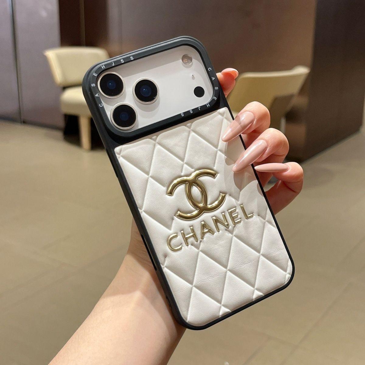 Luxury Leather CC iPhone Case For iPhone 17 Series White-PECC166