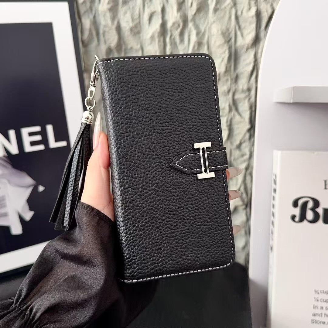 Leather Phone Case With Flip Wallet For iPhone black | PE2600154