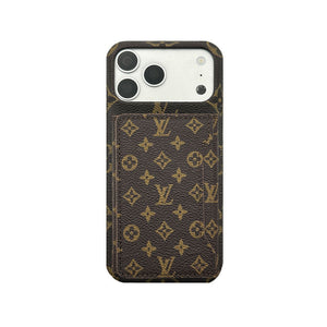 Premium Leather Monogram iPhone Case With Magnetic Wallet Big Printing For iPhone 17 Series-RCLV078 - Runycase