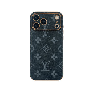 Monogram Elegant Leather iPhone Case Small Printing For iPhone 17 Series-RCLV057 - Runycase