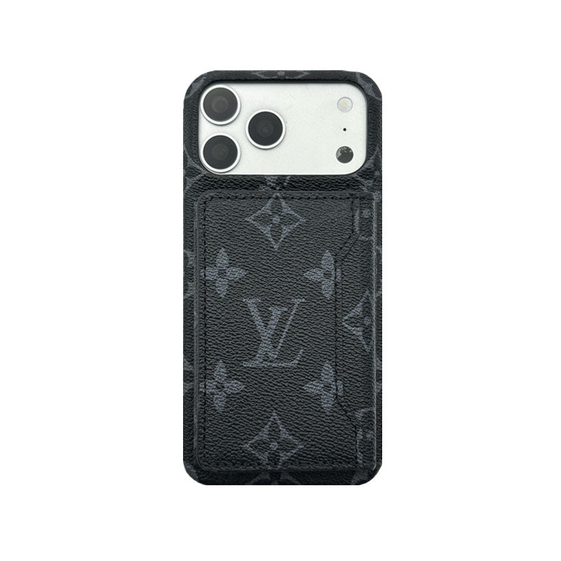 Premium Leather Monogram iPhone Case With Magnetic Wallet Big Printing For iPhone 17 Series-RCLV078 - Runycase
