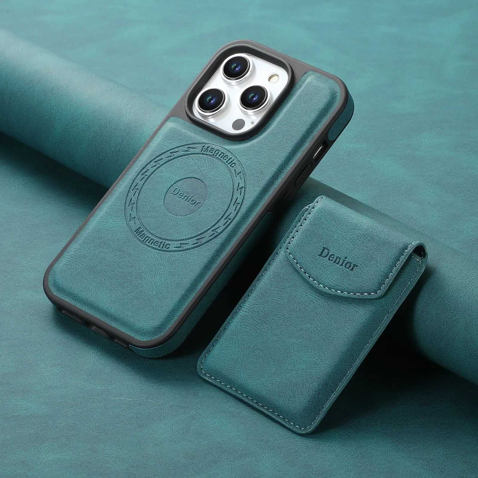 Blue MagSafe iPhone wallet case by PADUCASE with full protection and integrated card holder.