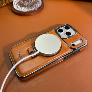 Leather Magsafe iPhone Case With Stand  For iPhone 17 Series Brown | PE260079 PADUCASE