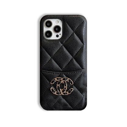 Classic Leather CC Phone Case With Card Holder For iPhone Black-635120591895