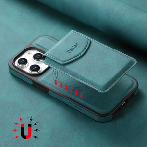 Blue MagSafe wallet iPhone case by PADUCASE with full protection and magnetic attachment for secure, stylish phone security.