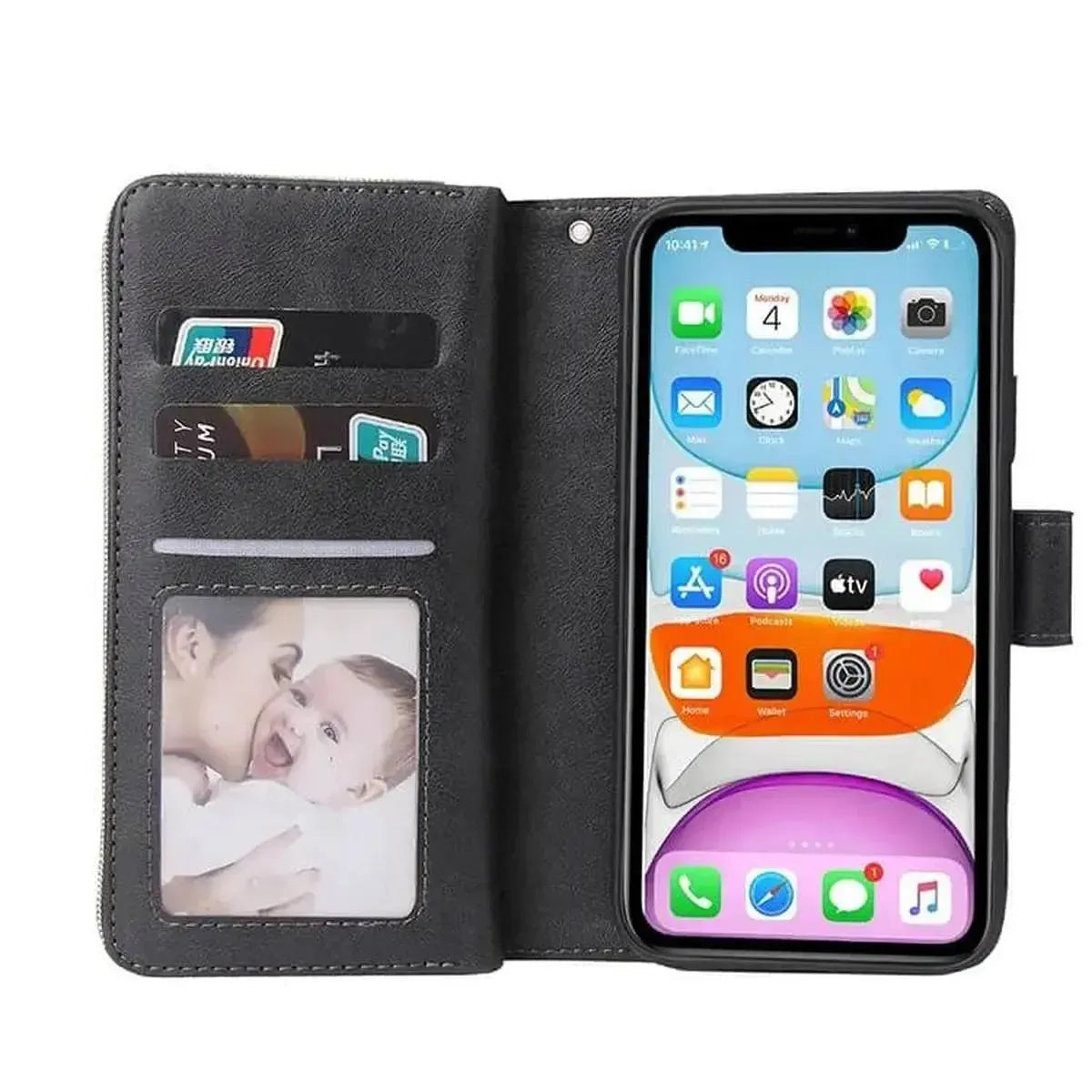 Leather iPhone Case With Card Holder And Strap - Runycase