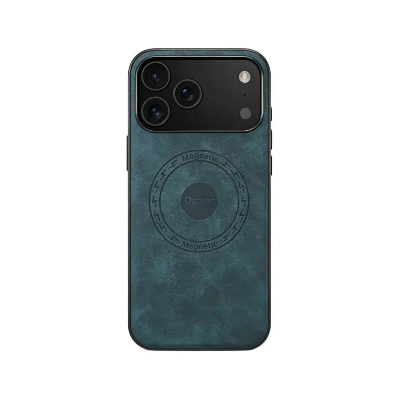 Black PADUCASE MagSafe leather iPhone case providing full protection with a sleek, minimalist design and precise cutouts.