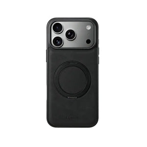 Brown leather iPhone case with stand and MagSafe compatibility by PADUCASE, designed for secure fit and easy viewing.