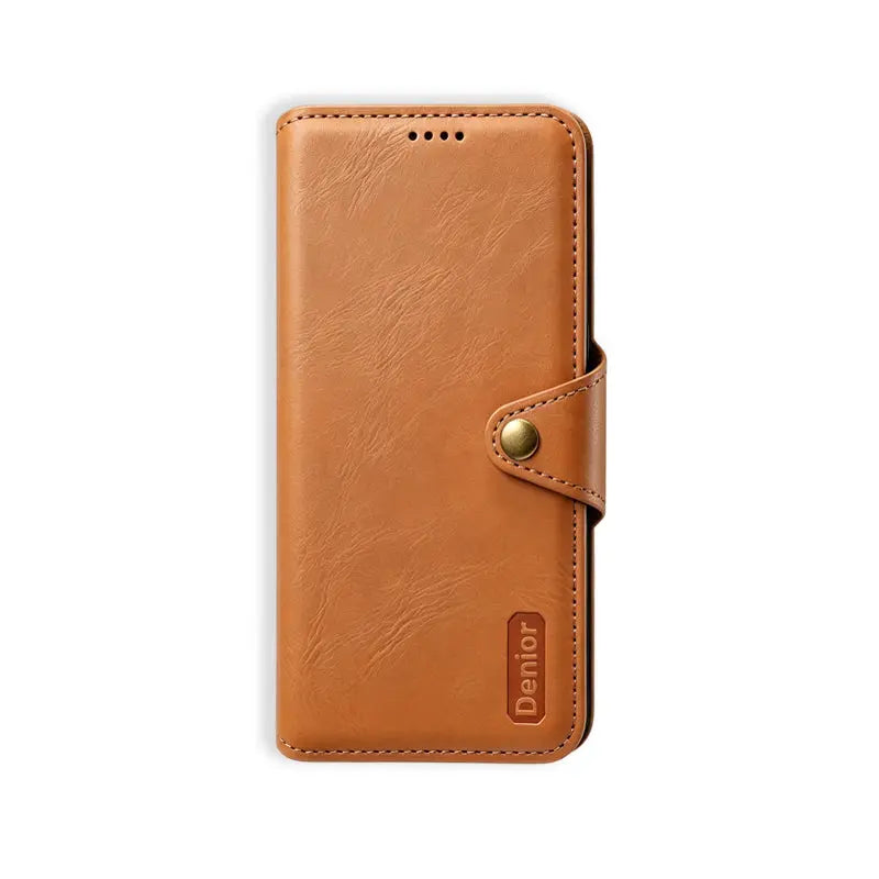 PADUCASE leather wallet iPhone case in khaki with card holder and flip cover for secure phone protection and storage.