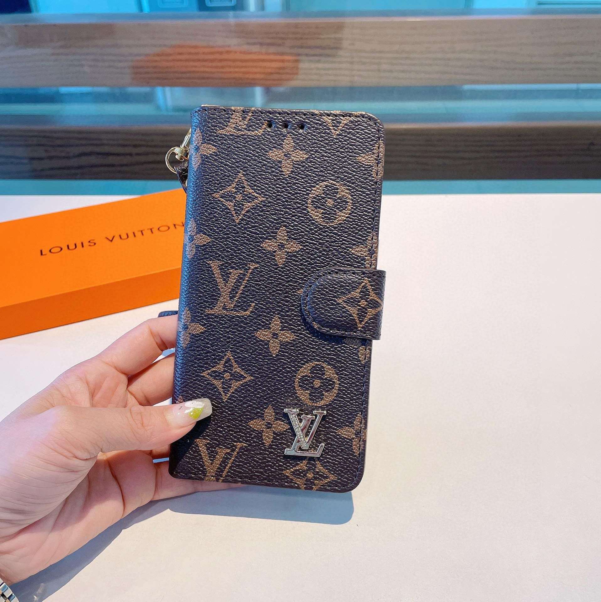 Classic  Folio Monogram iPhone Case With Wallet And Strap Big Printing-RCLV169