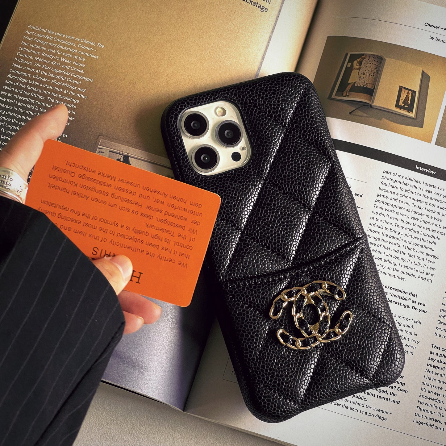 Classic Leather CC Phone Case With Card Holder For iPhone Black-635120591895