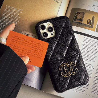 Classic Leather CC Phone Case With Card Holder For iPhone Black-635120591895