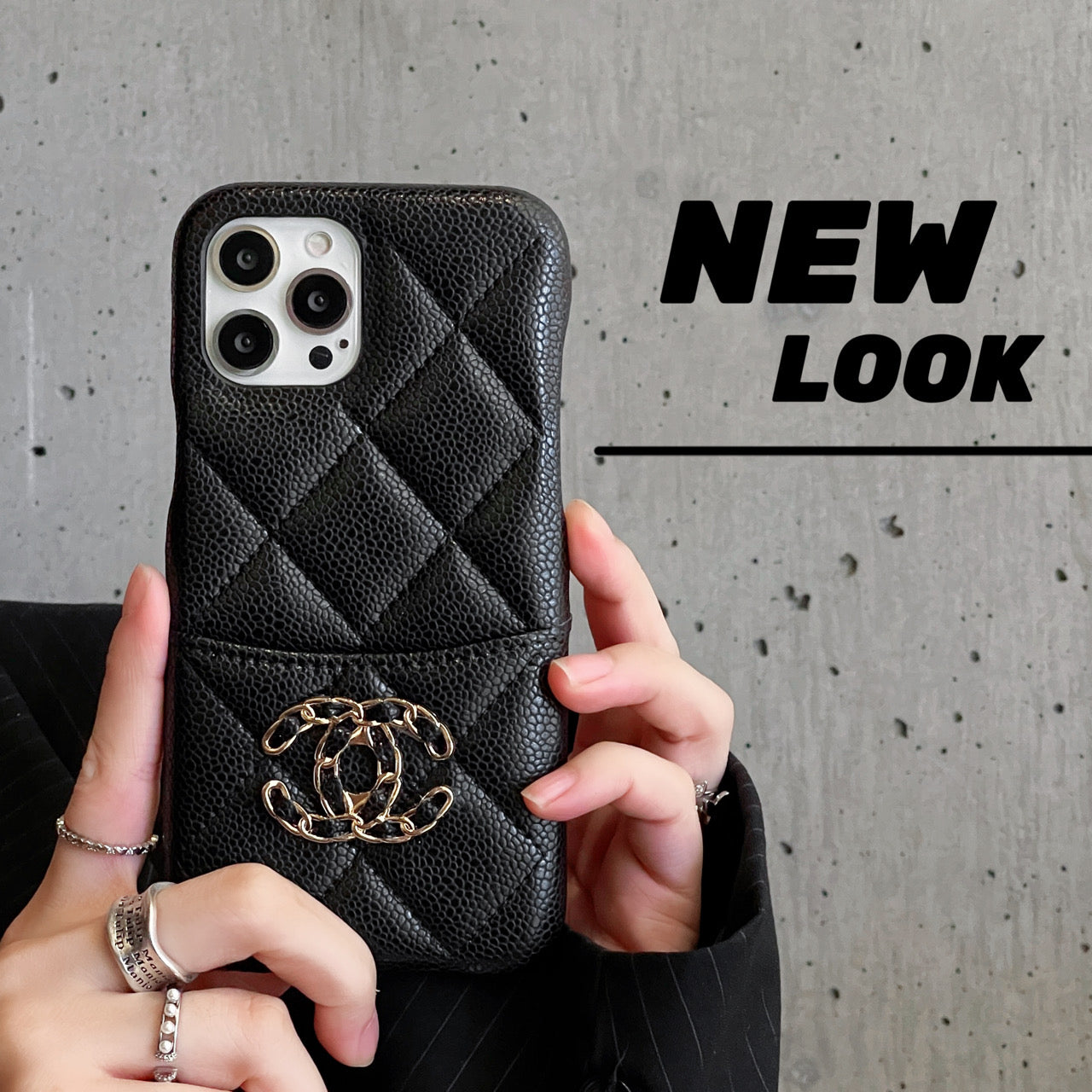 Classic Leather CC Phone Case With Card Holder For iPhone Black-635120591895