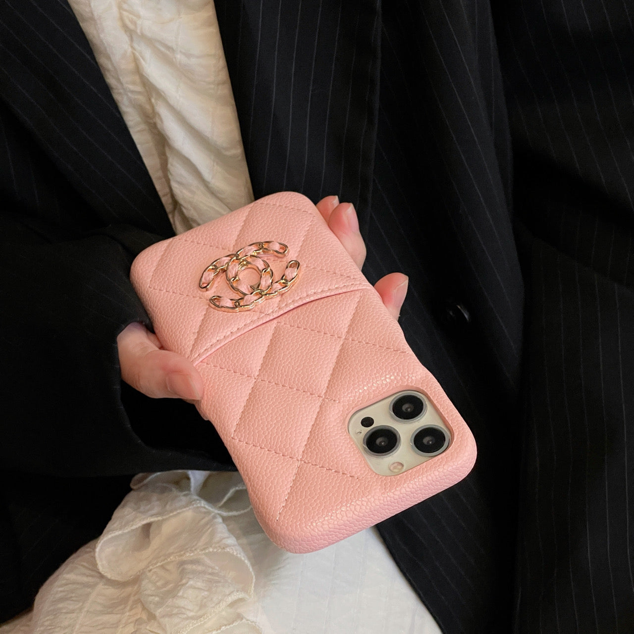 Classic Leather CC Phone Case With Card Holder For iPhone Black-635120591895