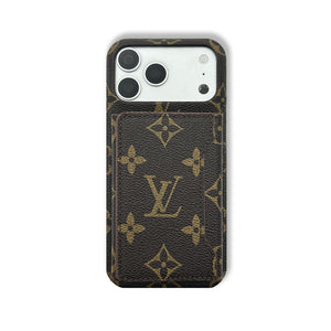 Premium Leather Monogram iPhone Case With Magnetic Wallet Big Printing For iPhone 17 Series-RCLV078 - Runycase