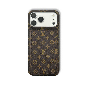 Luxury Leather Monogram iPhone Case With Magnetic Wallet Small Printing For iPhone 17 Series-RCLV079 - Runycase