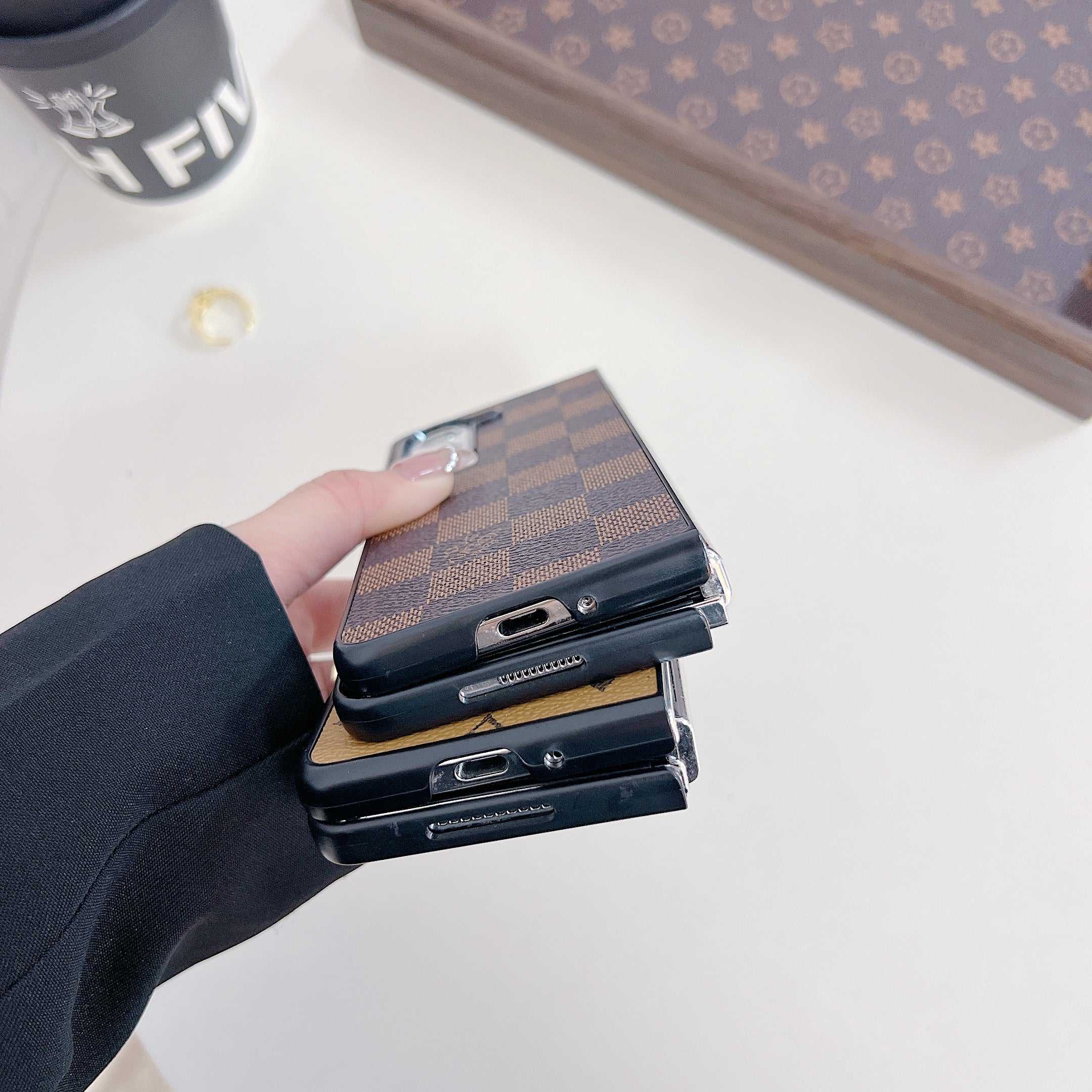Premium Leather Monogram Samsung Galaxy Z Fold Series Case -RCLV104 - Runycase