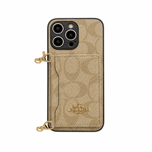 Leather CH Phone Case With Wallet  and Lanyard For iPhone Black | PE260094