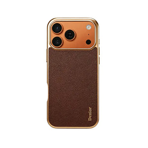 Black luxury leather iPhone case by PADUCASE with a sleek, slim design, shown in the image.