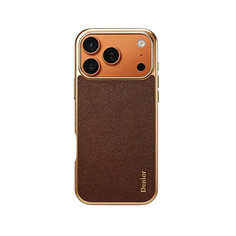 Black luxury leather iPhone case by PADUCASE with a sleek, slim design, shown in the image.