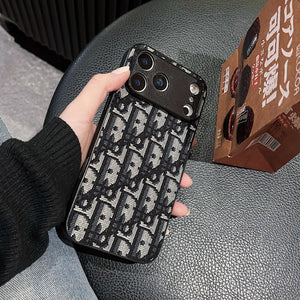 Leather CD iPhone Case With Lens Protection For iPhone 17 Series Black-RCCD157