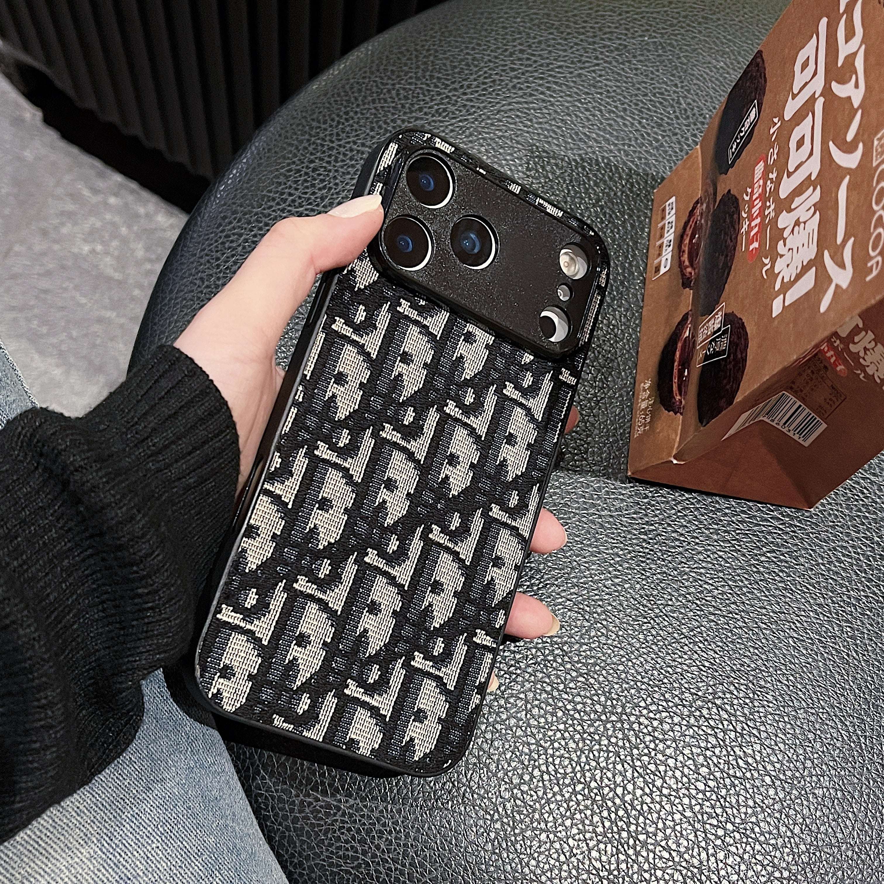 Leather CD iPhone Case With Lens Protection For iPhone 17 Series Black-RCCD157