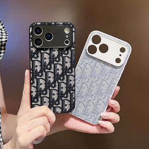 Leather CD iPhone Case With Lens Protection For iPhone 17 Series Black-RCCD157