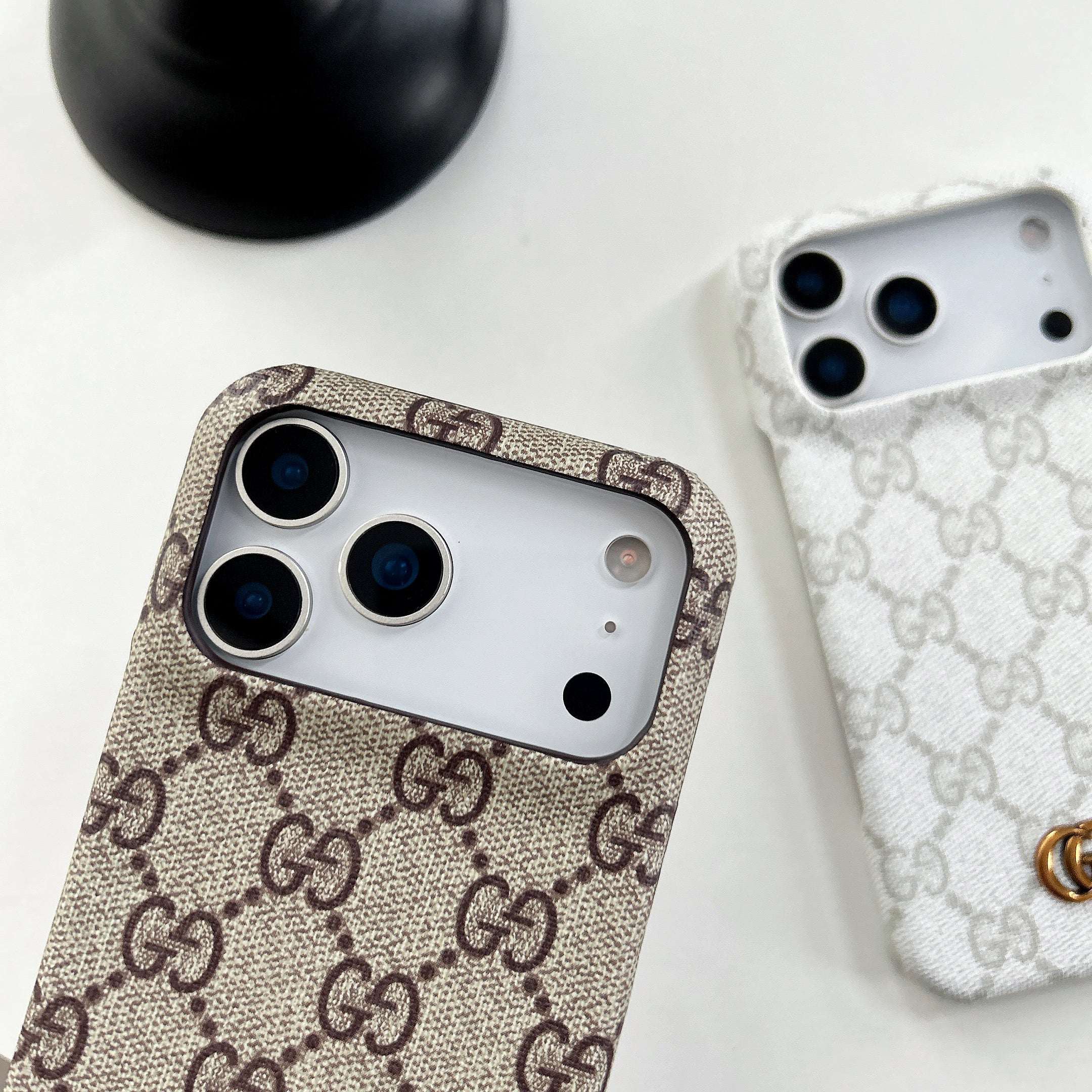 Classic Leather GG iPhone Case For iPhone 17 Series Brown-RCGG151
