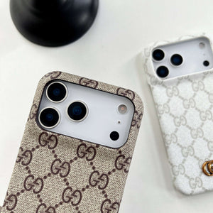 Classic Leather GG iPhone Case For iPhone 17 Series Brown-RCGG151