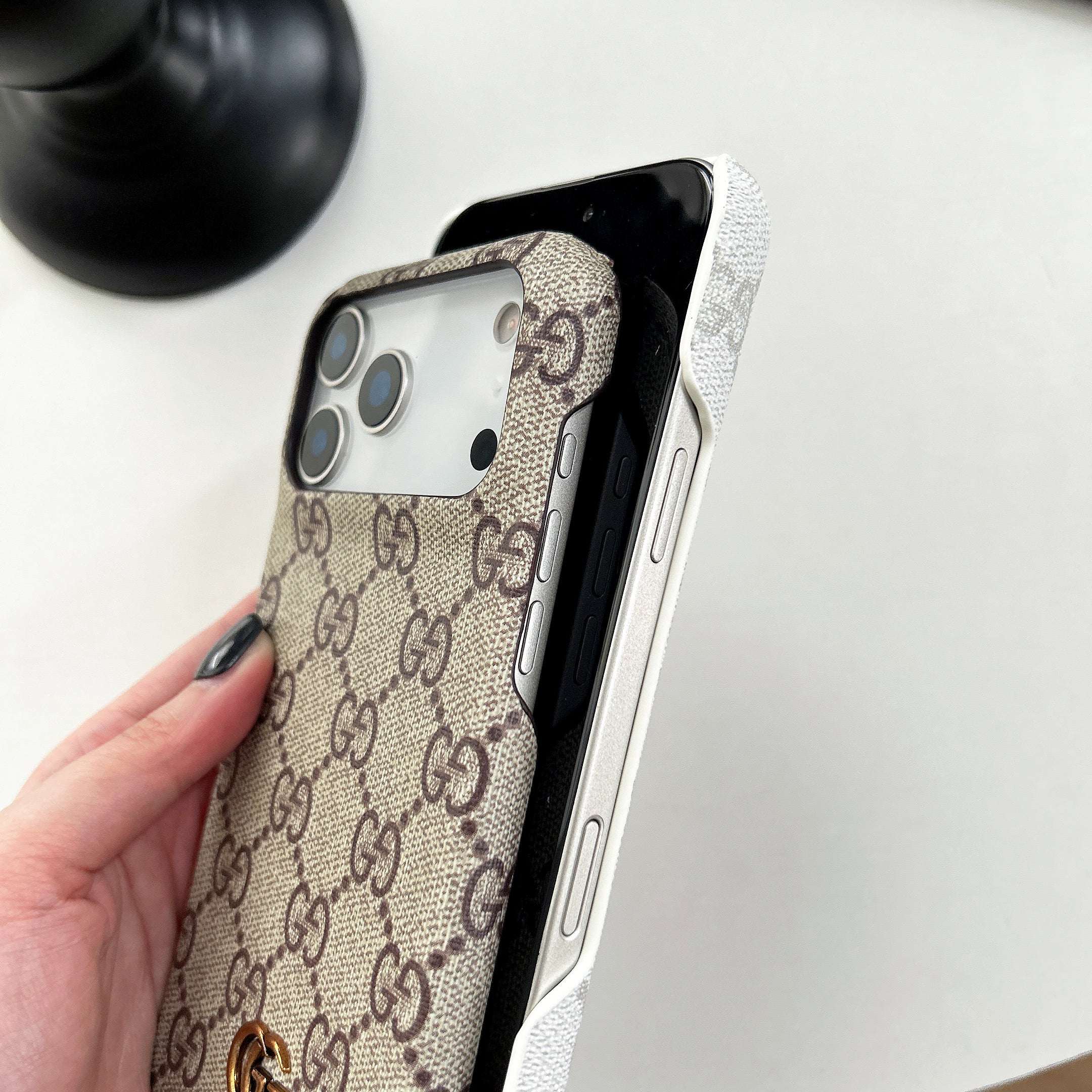 Classic Leather GG iPhone Case For iPhone 17 Series Brown-RCGG151