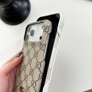 Classic Leather GG iPhone Case For iPhone 17 Series Brown-RCGG151