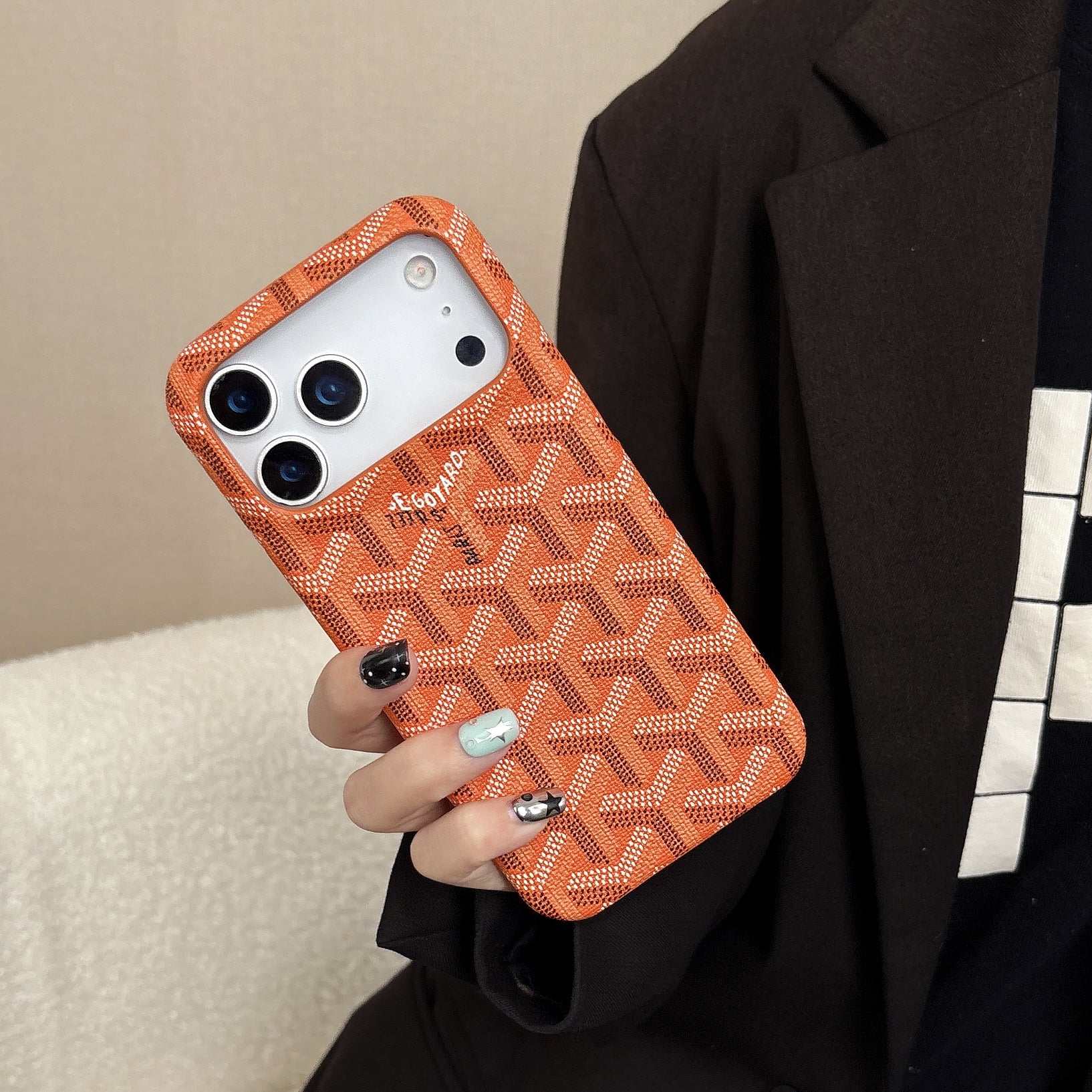 Classic Leather GD iPhone Case Orange | PE260088