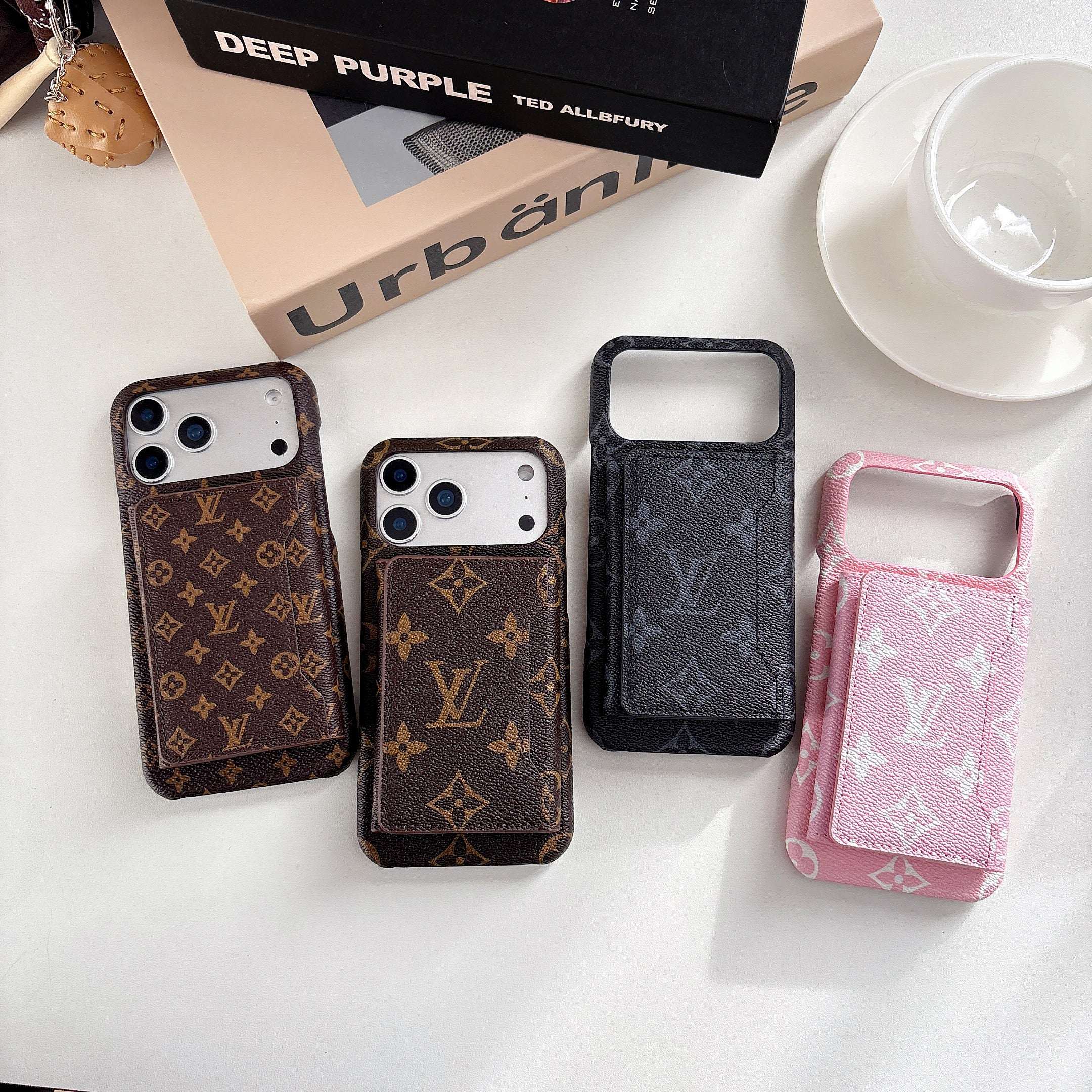 Premium Leather Monogram iPhone Case With Wallet For iPhone 17 Series-RCLV176