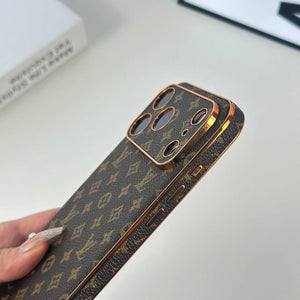 Monogram Elegant Leather iPhone Case Small Printing For iPhone 17 Series-RCLV057 - Runycase