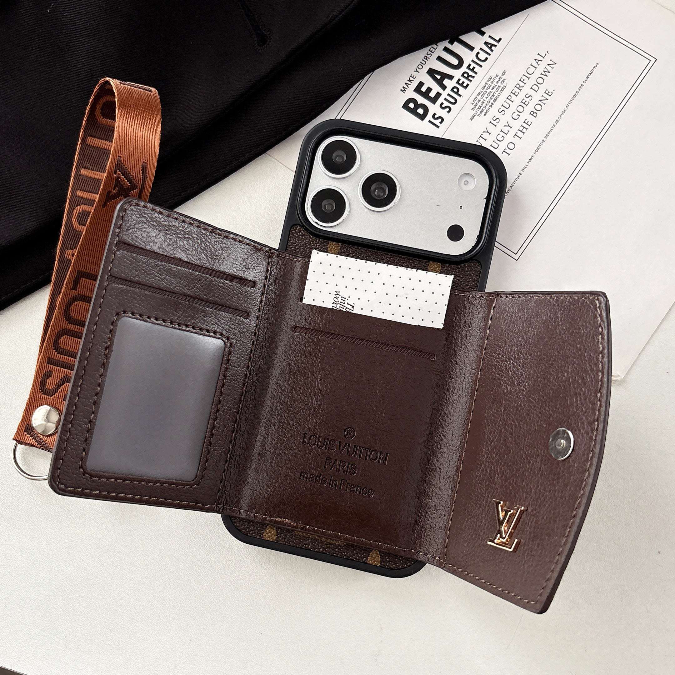 Classic Monogram  iPhone Case With Wallet And Strap For iPhone 17 Series-RCLV179