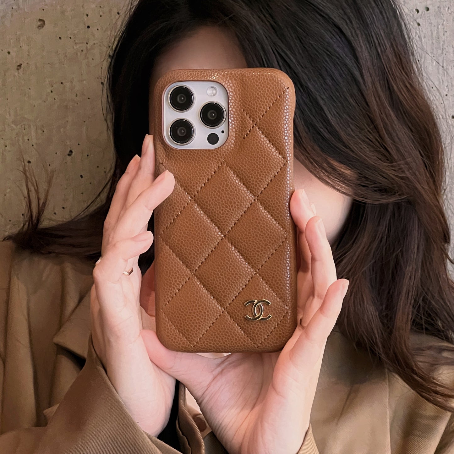 Classic Leather CC Phone Case For iPhone Brown-635120591857