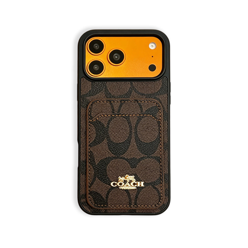 Leather CH Phone Case With Card Holder Design For iPhone Brown | PE260095