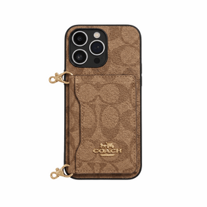Leather CH Phone Case With Wallet  and Lanyard For iPhone Black | PE260094