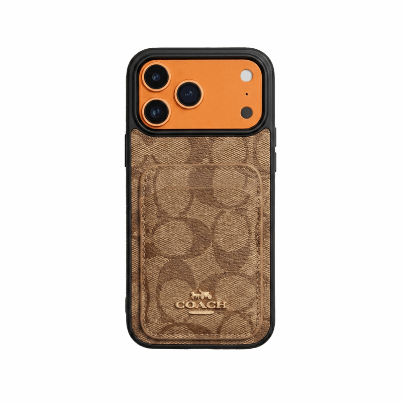 Leather CH Phone Case With Card Holder Design For iPhone Brown | PE260095