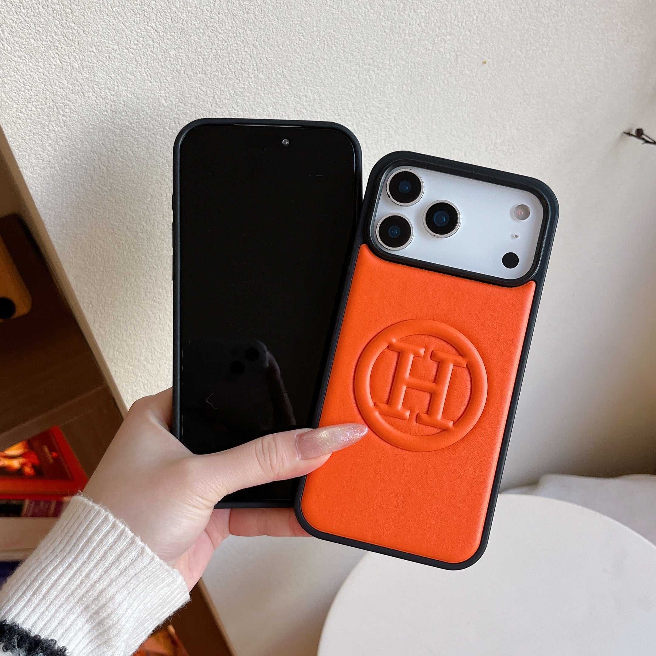 Leather H Phone Case For iPhone Orange | PE2600107