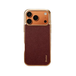 Black luxury leather iPhone case by PADUCASE, sleek design with precise cutouts and smooth finish.