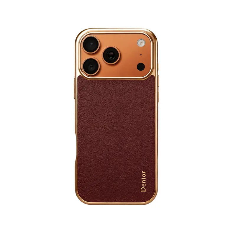 Black luxury leather iPhone case by PADUCASE, sleek design with precise cutouts and smooth finish.