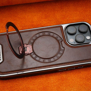 Magsafe iPhone Case With Stand Leather Style Coffee | PE260085 PADUCASE