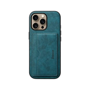 Brown leather wallet iPhone case by PADUCASE offering full protection with card slots and sleek design.