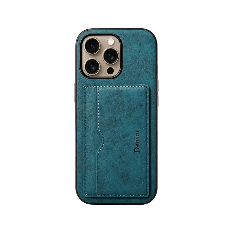 Brown leather wallet iPhone case by PADUCASE offering full protection with card slots and sleek design.