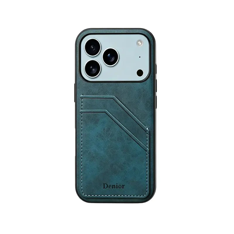 PADUCASE premium brown leather iPhone wallet case with card holder and slim design, showcasing the wallet's exterior and card slots.