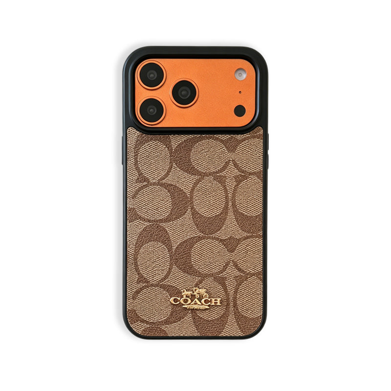 Leather CH Phone Case For iPhone Brown | PE260097