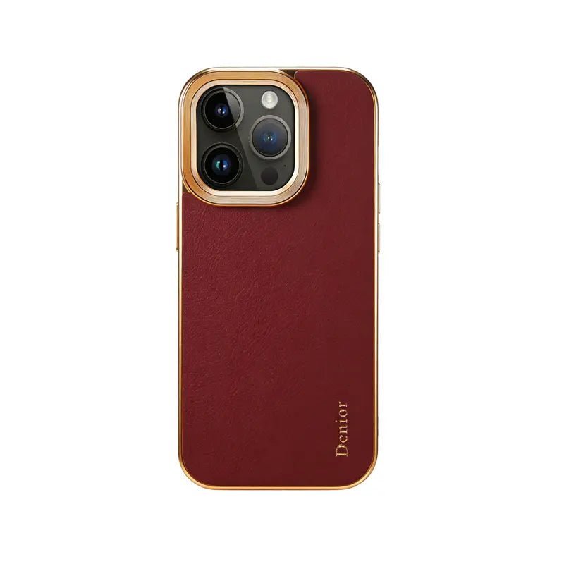 Black premium leather MagSafe iPhone case by PADUCASE, showcasing sleek design and precise cutouts for easy access.