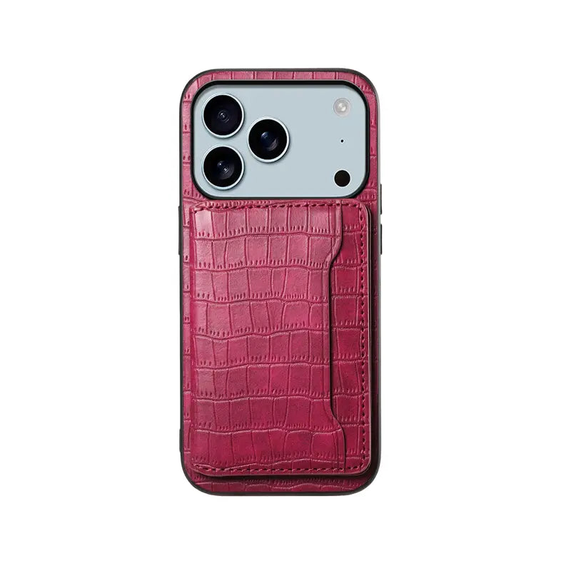 Black PADUCASE wallet iPhone case with card holder for iPhone 12 to 17 models, showing card slots and sleek design.