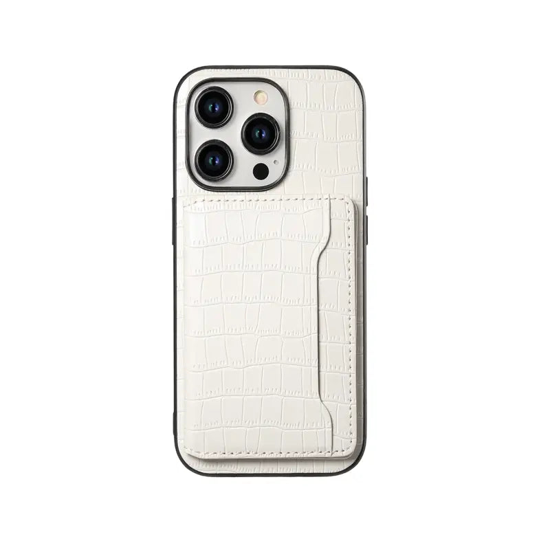 Black leather wallet iPhone case by PADUCASE featuring a sleek design with card slots and precise cutouts for phone access.